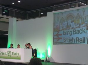 Ellie from Bring Back British Rail; the Campaign for better transport, rail unions, and others took part in the lively and wide-ranging debate